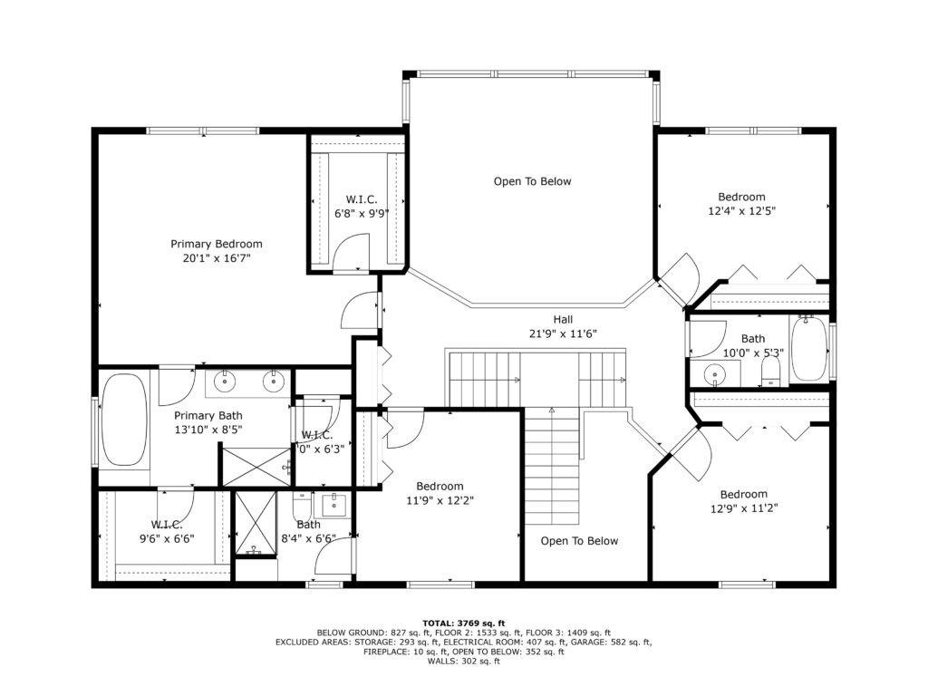 2D PLUS floor plan with room dimensions for a Livonia listing