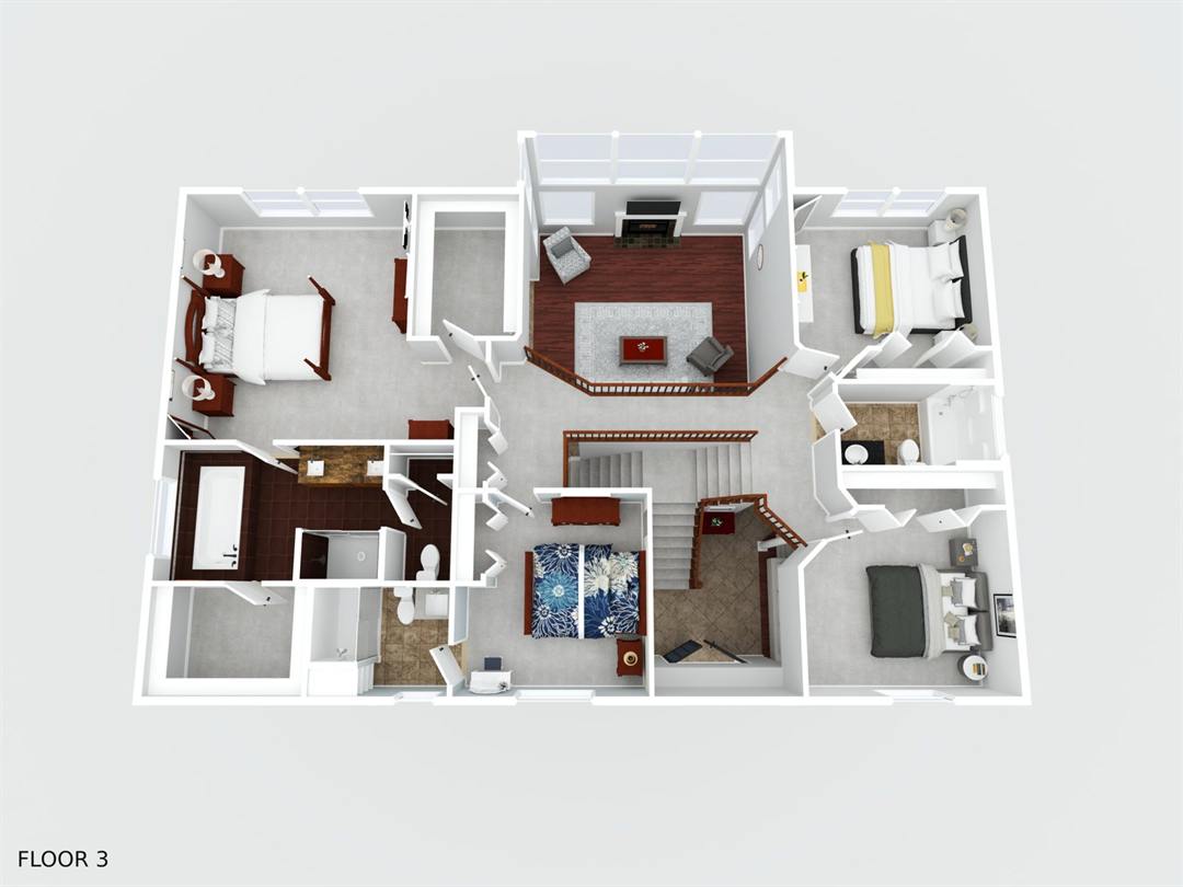 3D floor plan with interior finishes