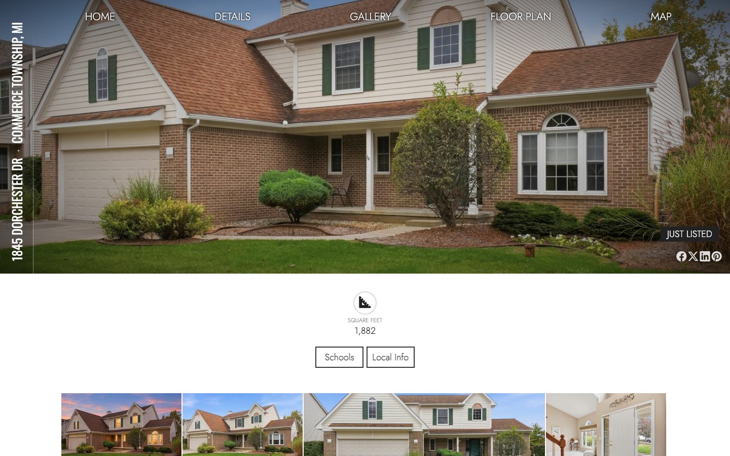 Unbranded property website on a desktop screen
