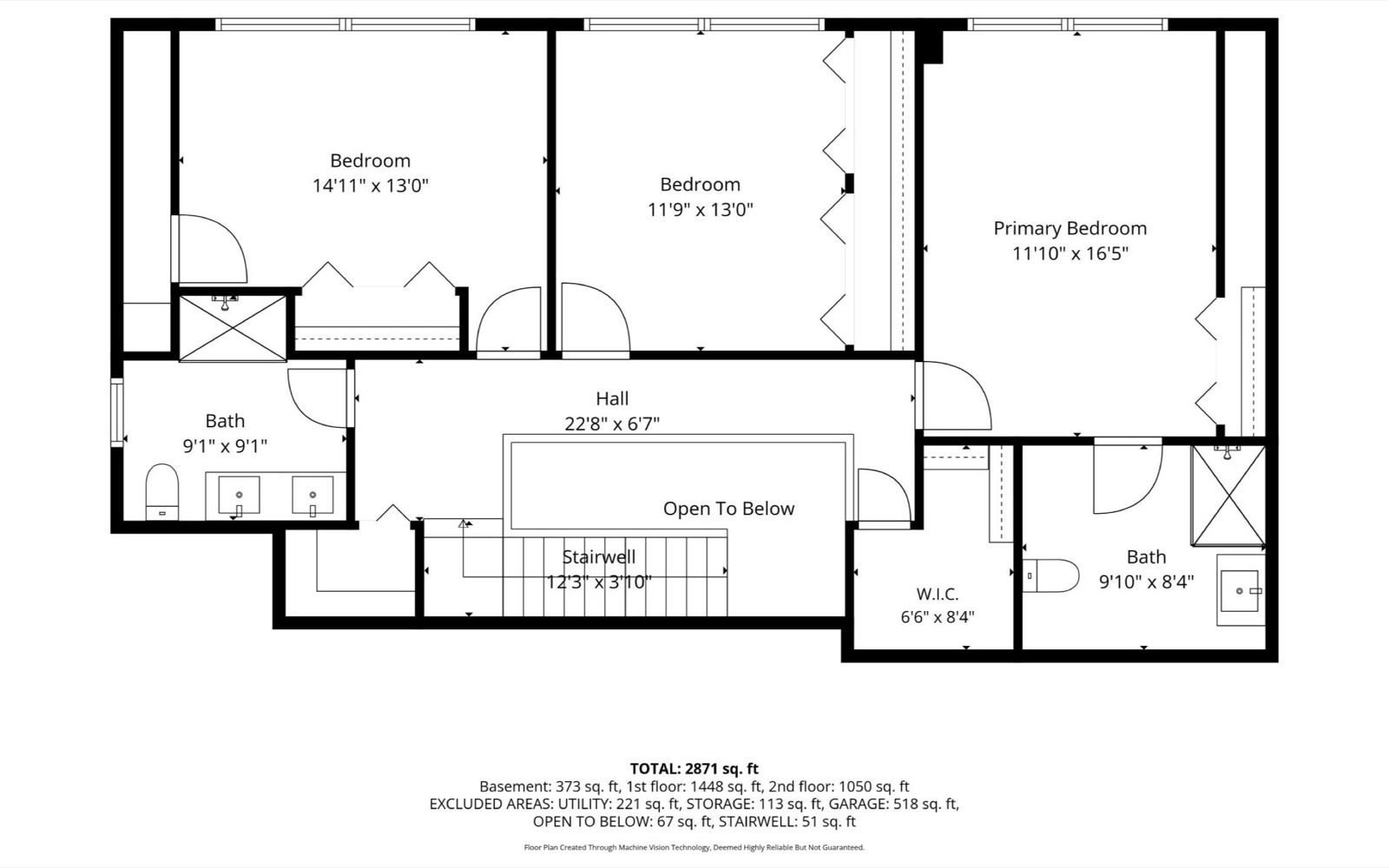 2D PLUS floor plan of the second floor of a West Bloomfield listing, with room dimensions