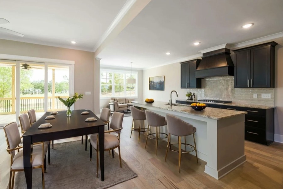 A kitchen virtually staged in a luxury style