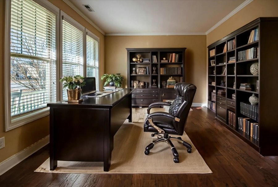 A office virtually staged in a luxury style