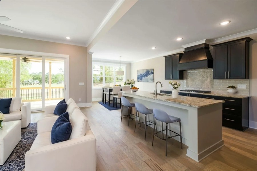 A kitchen virtually staged in a modern style