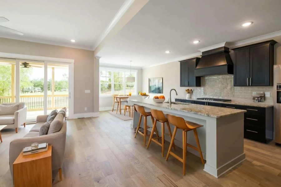 A kitchen virtually staged in a scandinavian style