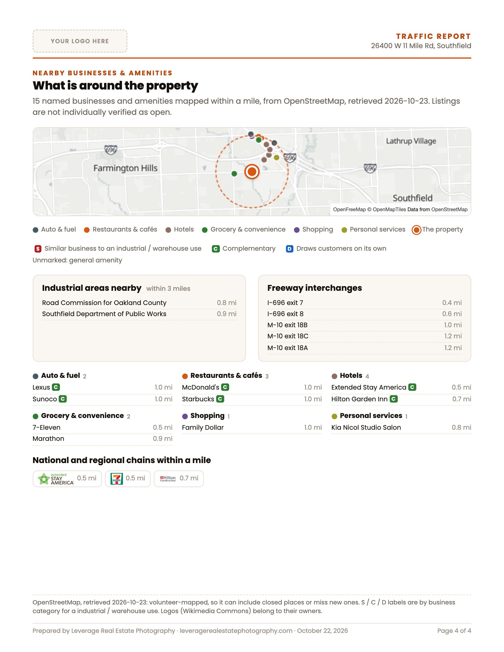 Page 4 of an example industrial Traffic Report