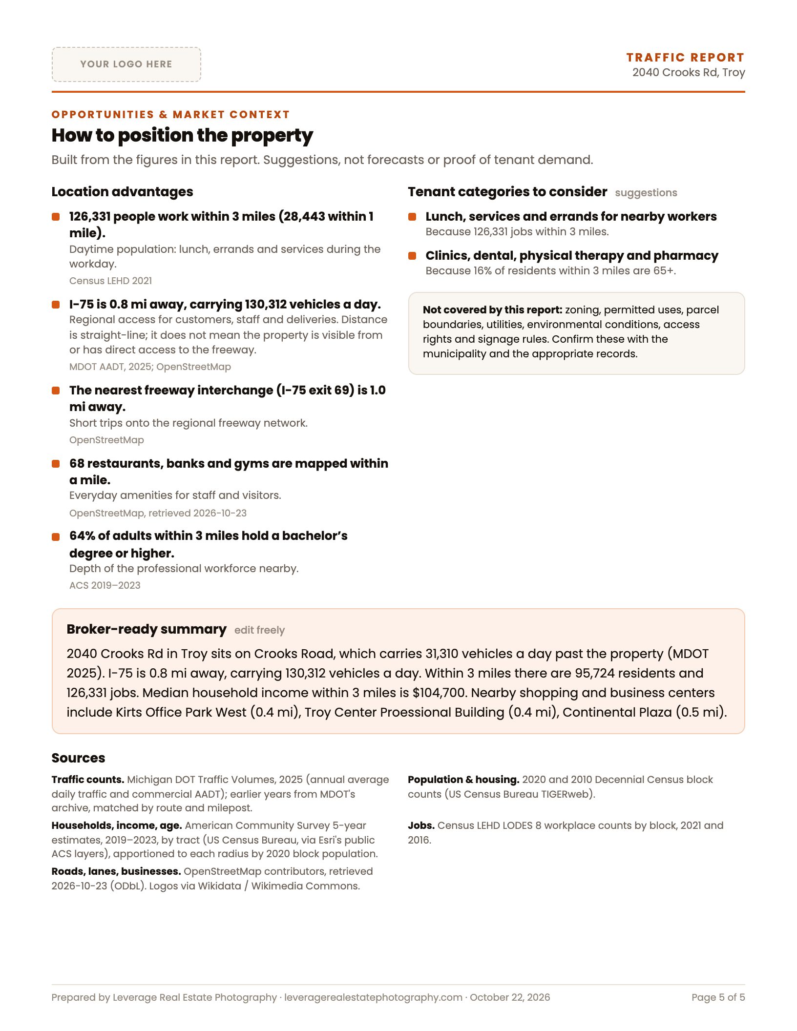 Page 5 of an example office Traffic Report
