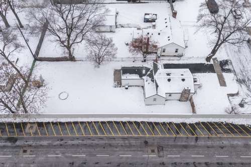 snow left side neighborhood drone